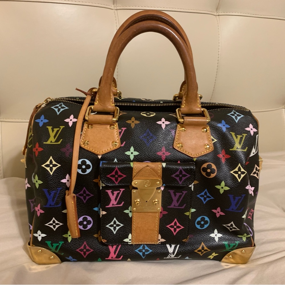 Louis Vuitton black Takashi Murakami speedy